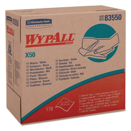 Wypall Towels & Wipes, White, Box, HYDROKNIT*, 176 Wipes, Unscented, 10 PK KCC 83550